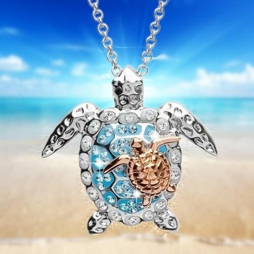 New Pretty Alloy Turtle Necklace Sea Turtle Mother & Baby Pendant Personality Charm Women Jewelry Mothers Day Gift