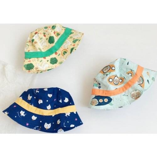 2-7 Years Old Panama Cap Kids Spring Summer Cartoon Bucket Hats Lovely Casual Girl Boy Sun Hat Children Outdoor Beach Cap