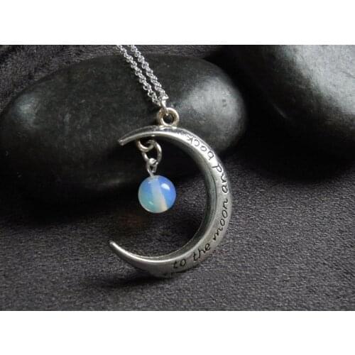 I Love You Crystal Necklace To The Moon and Back Cremation Memorial Keepsake Pendant Jewelry for Women Men Couple Lovers Gift