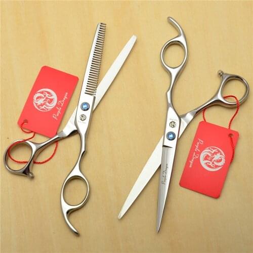 500# 2Pcs/Pair 6.5'' Purple Dragon Hairdressing Scissors 440C Cutting + Thinning Shears Professional Hair Scissors Dropshipping