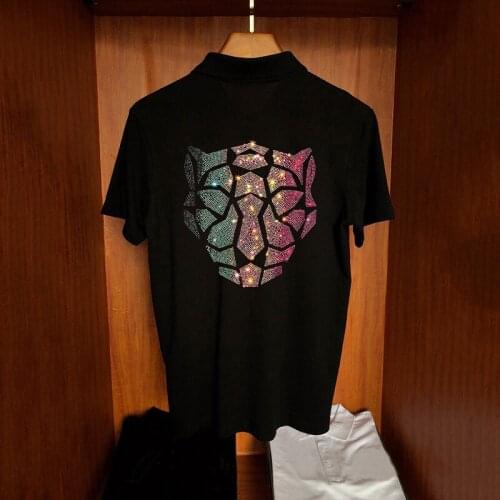 Simple Solid Color Short-Sleeved Diamond Craft 2021 Summer Korean Mens Polo Shirt Fashion Clothing