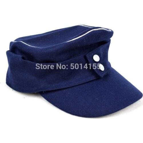 Replica WWII German Luftwaffe Officer M43 Field Panzer Wool Cap Hat Blue