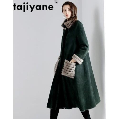 Fur Real Natural Coat Autumn Winter Coat Female Mink Fur Collar Wool Jacket Women Clothes 2021 Double-faced Fur Tops ZT4127