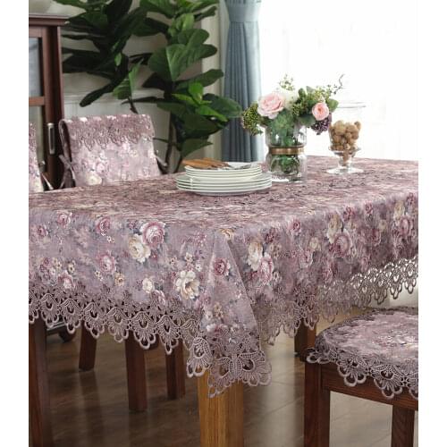 European classical lace embroidered tablecloth table purple coffee table cloth cover flower towel table flag chair cover HM1359