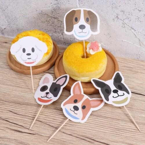 32pcs Pet Dog Series Shape Cake Toppers Cake Decoration Cartoon Birthday Party Dessert Table Decoration Cupcake Toppers