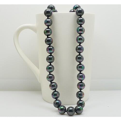 Sunny Black Color Shell Pearl Jewellery 10mm Round Sea Shell Pearl Necklace Perfect Women Party Birthday Gift