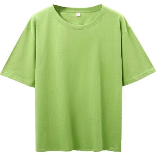 7 Colors M-4XL Cotton T-shirt Women Solid O-neck Oversized Plus Size Short Sleeve Black Pink White Summer Clothes T-shirts Woman