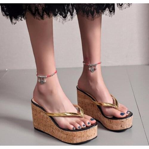 2021 Summer Womens Shoes Platform Sandals Fashion Wedge Slippers Comfortable High Heels Flip-Flops Holiday Female Beach Slides