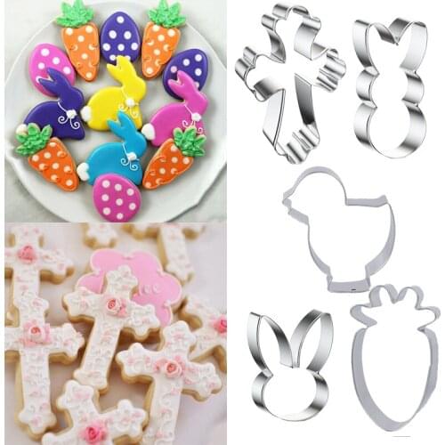 1pcs Easter Eggs Rabbit Chick Radish Cookies Cutter Mold Stainless Steel Mould Baking Cake Tools Easter Decoration for Home