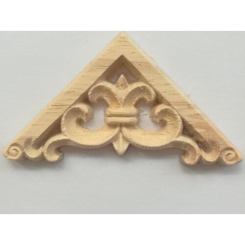 1PC Vintage Wood Carved Decal Corner Onlay Applique Frame Furniture Wall Unpainted for Home Cabinet Door Decor Crafts 6CM 8CM