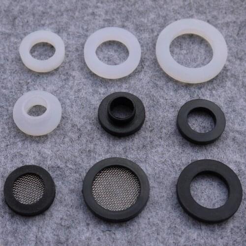 10pcs Flat Spacer O Ring Convex Gasket Seal Thickness 3mm Round Flat Washer With Mesh Filter Screen Silicone White Rubber Black
