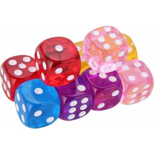 14mm Color Transparent Crystal Dice Family Board Game Accessories Game Interaction Toys D1A3