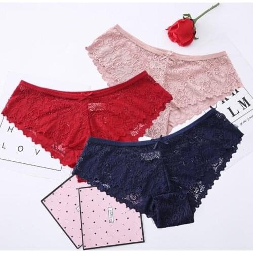 2Pcs Womens Briefs Sexy Panties Women Lace Seamless Women Panties Briefs Low Waist See Through Sexy Underwear Women Briefs
