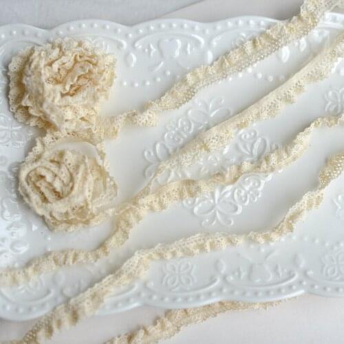 Hot sale Beige stretch cotton Lace accessories 5 cm hand-made clothing materials H044