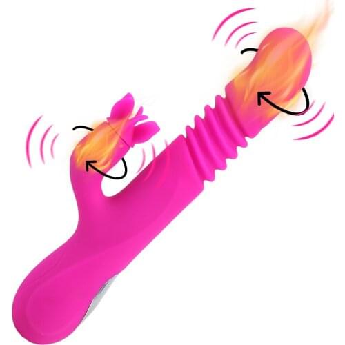 24cm Automotic Rotating Telescopic Vibrators For Women Heated Dildos Clitoris Stimulator Anal Plug Masturbator Machine Sex Toys