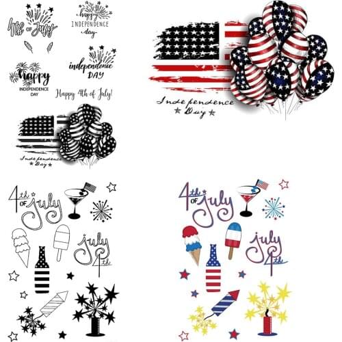 AZSG Happy Independence Day Clear Stamps Rubber Silicone Seal for DIY Scrapbook Card Phopto Making Album Decoroation Crafts