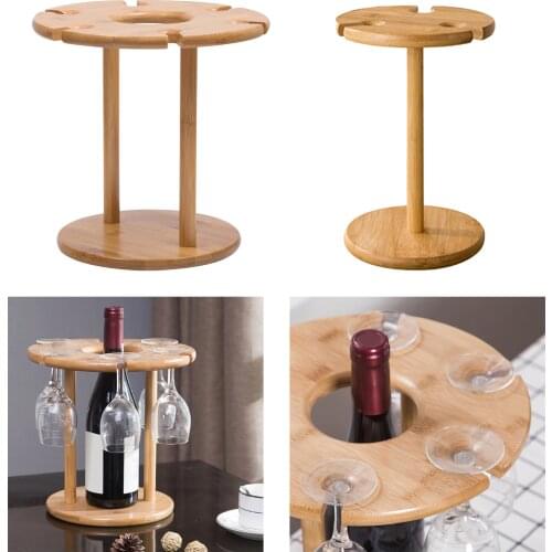 Bamboo Wine Glass Hanger Drying Rack Countertop Wine Glass Display Stand