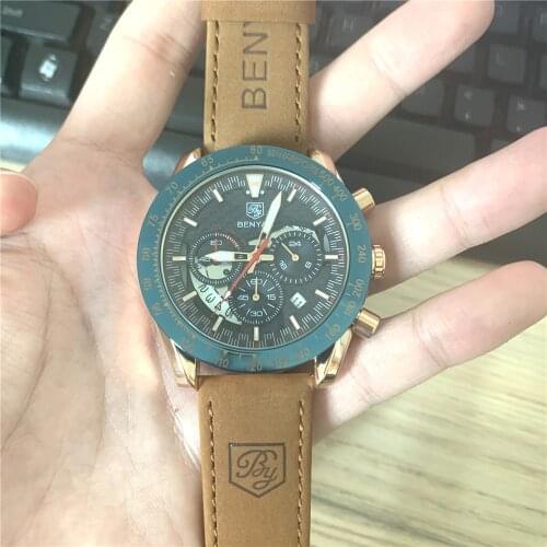 2020 BENYAR Men Watches Brand Luxury Leather Waterproof Auto Date Sport Quartz Chronograph Military Watch Men Clock Reloj Hombre