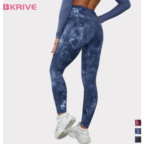 BKRIVE Pink Seamless Yoga Leggings Women Tie Dye Sports Pants High Waisted Yoga Pants Seamless Leggings Joggers Workout Clothes