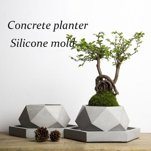 Big size 40*18.2cm polygon vase concrete planter mold handmade craft home decoration geometry cement flowerpot molds