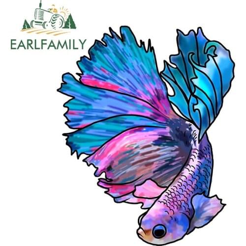EARLFAMILY 13cm x 10.4cm for Blue Betta Car Sticker Camper Truck Decal Personality Creative Stickers Occlusion Scratch Decor