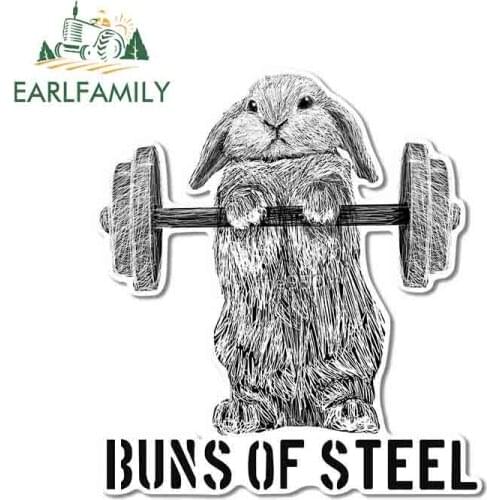 EARLFAMILY 13cm x 11.5cm for Buns of Steel Sketch Rabbit Weightlifting Personality Trunk Decal Motorcycle Windows Car Stickers
