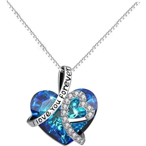 Hot Sale Fashion Necklace Jewelry Ocean Heart Womens Blue Heart Shaped Clavicle Бижутерия Цепочка 2020 Dropshipping #40