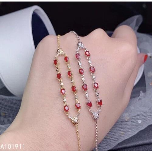 KJJEAXCMY fine jewelry natural Ruby 925 sterling silver new women hand bracelet support test classic