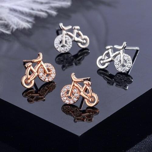 Fashion Silver Color Bicycle Stud Earrings Brincos For Girlfriend Gifts
