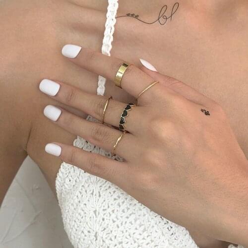 Lalynnly Fashion Jewelry Rings Set Love Pattern For Women Girls Gold Silver Color Simple Design Wedding Gifts 2021 Trendy R0456