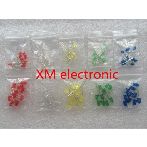 100PC/Lot 3MM 5MM Led Kit Mixed Color Red Green Yellow Blue White Light Emitting 3mm 5mm 5 colors x10=100PCS,Diode