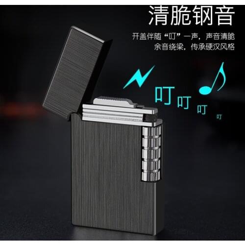 New High-grade Grinding Wheel Personality Creative open Flame Ultra-thin Embossed Multi-process Inflatable Lighter