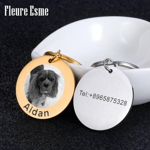 Personalized Keychain Custom Cat Dog Photo ID Tag Customed Key ChainsTags Photo Collar Dogs Keying Puppy Gifts Pets Accessories