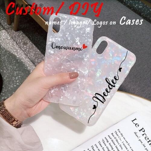 Personal Customized Name Marble Phone Case for iPhone 11 Pro Max Xs XR X 6 6s7 8 Plus Case Soft silicon Transparent glitter case
