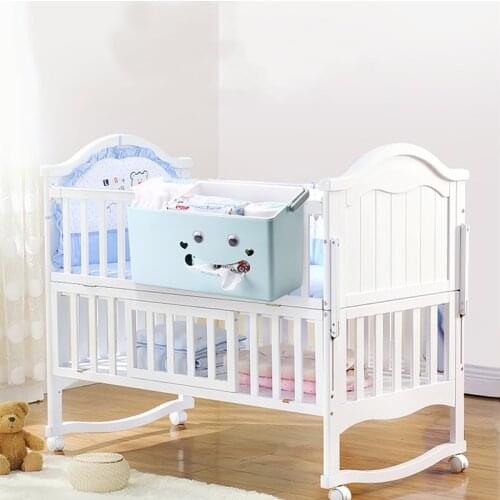 Smiley Bed Hanging Storage Box Baby Diaper Nappy Organizer Cot Organizer Newborn Toy Feeding Bottle Storage Bag for Crib Bedding