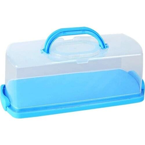 Portable Bread Box with Handle Loaf Cake Container Plastic Rectangular Food Storage Keeper Carrier 13Inch Translucent Dome for P