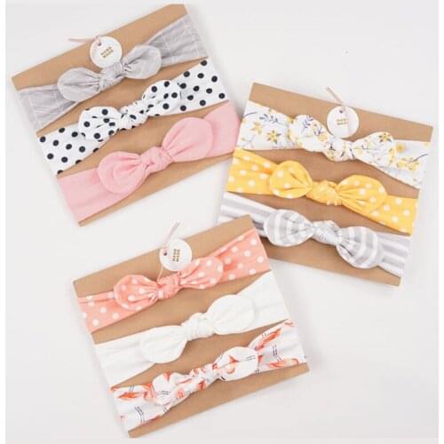 3pcs/set Cotton Rabbit Baby Headband Girls Hair Accessories Ear Turban Bow Elastic Hairband Baby Princess Christmas Day Gifts