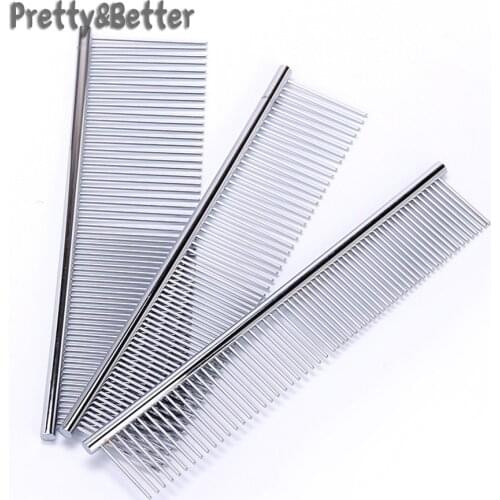 Pretty&Better Pet Dematting Comb Stainless Steel Pet Grooming Comb for Dogs and Cats Gently Removes Loose Undercoat Flea Comb