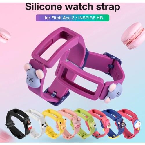 Rubber Strap For Fitbit Ace2 / Inspire / Inspire HR Sport Watch Band Replacement Silicone Wristband Protective Shell Frame Bezel