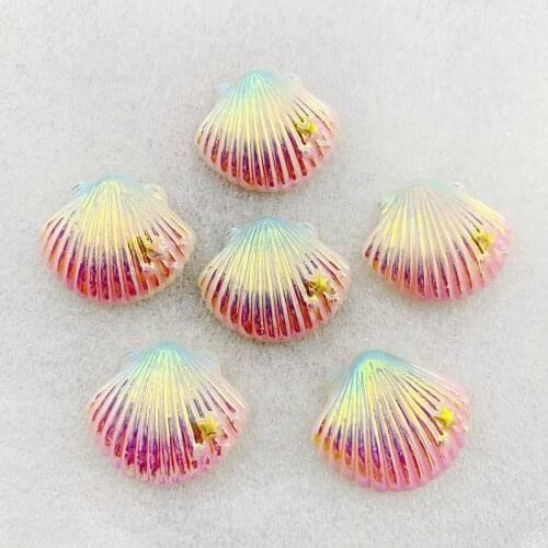 DIY 10pcs 28mm*24mm AB Resin Flatback shell Rhinestone crystal gem stone Wedding Accessories flat back rhinestones