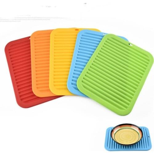 Folderable Rectangular Silicone Heat Insulation Mat Cup Mug Dish Coaster Dinner Table Kitchen Tools
