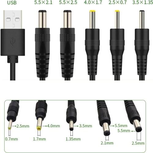 USB Port to DC cable 2.0*0.6mm 2.5*0.7mm 3.5*1.35mm 4.0*1.7mm 5.5*2.1mm 5V DC Barrel Jack Power Cable Connector