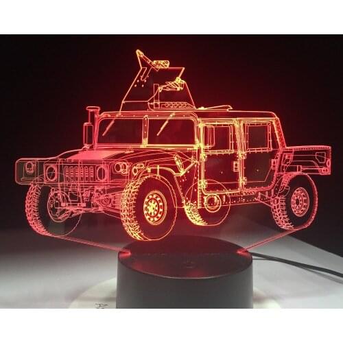 Military Truck Shape 3D LED Table Lamp Methacrylate plate Craft Night Light Innovative Lumine Deco Nightlight Colored Kids Gift