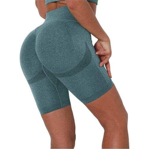 Womens Seamless Workout Yoga Running Shorts High Waist Hip-Lifting Sports High Waist Legging Fitness Running Yoga Shorts Pants