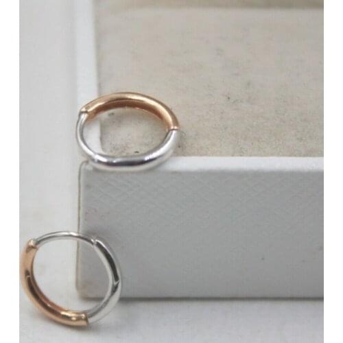 Pure 18K Multi-Tone Gold Hoop Earrings Shiny Circle Small Hoop Earrings For Women