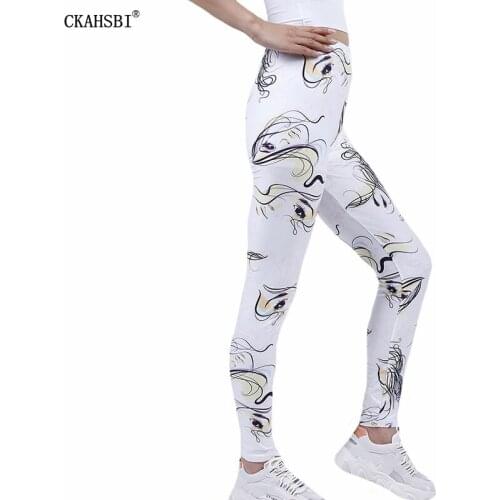 CKAHSBI Print Yoga Pants Women White Sexy High Waist Fitness Leggings Elastic Push Up Gym Slim Leggins Mujer Workout Trainning