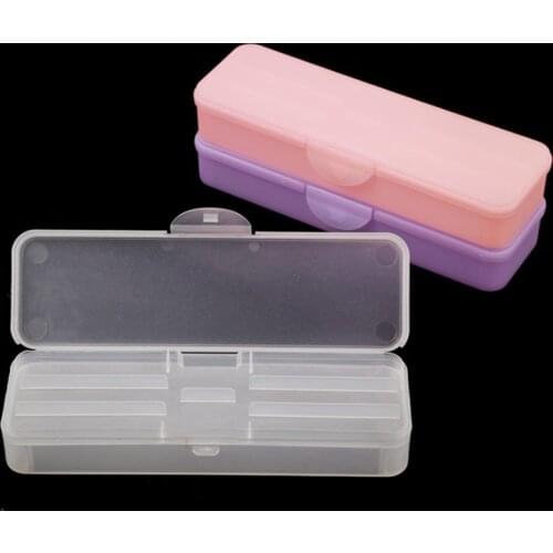 1Pc Tweezers Clippers Pens Polishing Nail Buffer Files Plastic Container Rectangle Double-layer Nail Art Tool Empty Storage Box