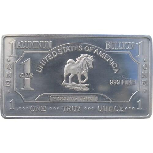 10 pcs/lot 1 troy oz .999 aluminum horse bar B62HT