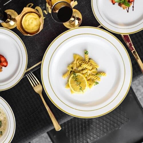 10pcs/lot Gold Disposable Plastic Western Plate Dinner Party Dish Steak Plate Cake Salad Plate Dish
