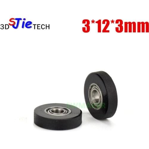3*12*3mm F type 683zz rubber coated pulley, super quiet and precision roller, PU bearing wheel, for banknote counting machine